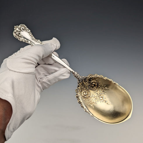 Circa 1900 American antique sterling silver serving spoon